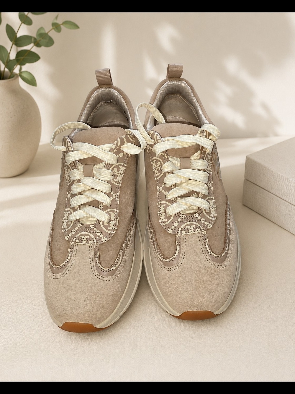 Tory Burch Beige Logo Print Chunky Sneakers - Picture 6 of 8